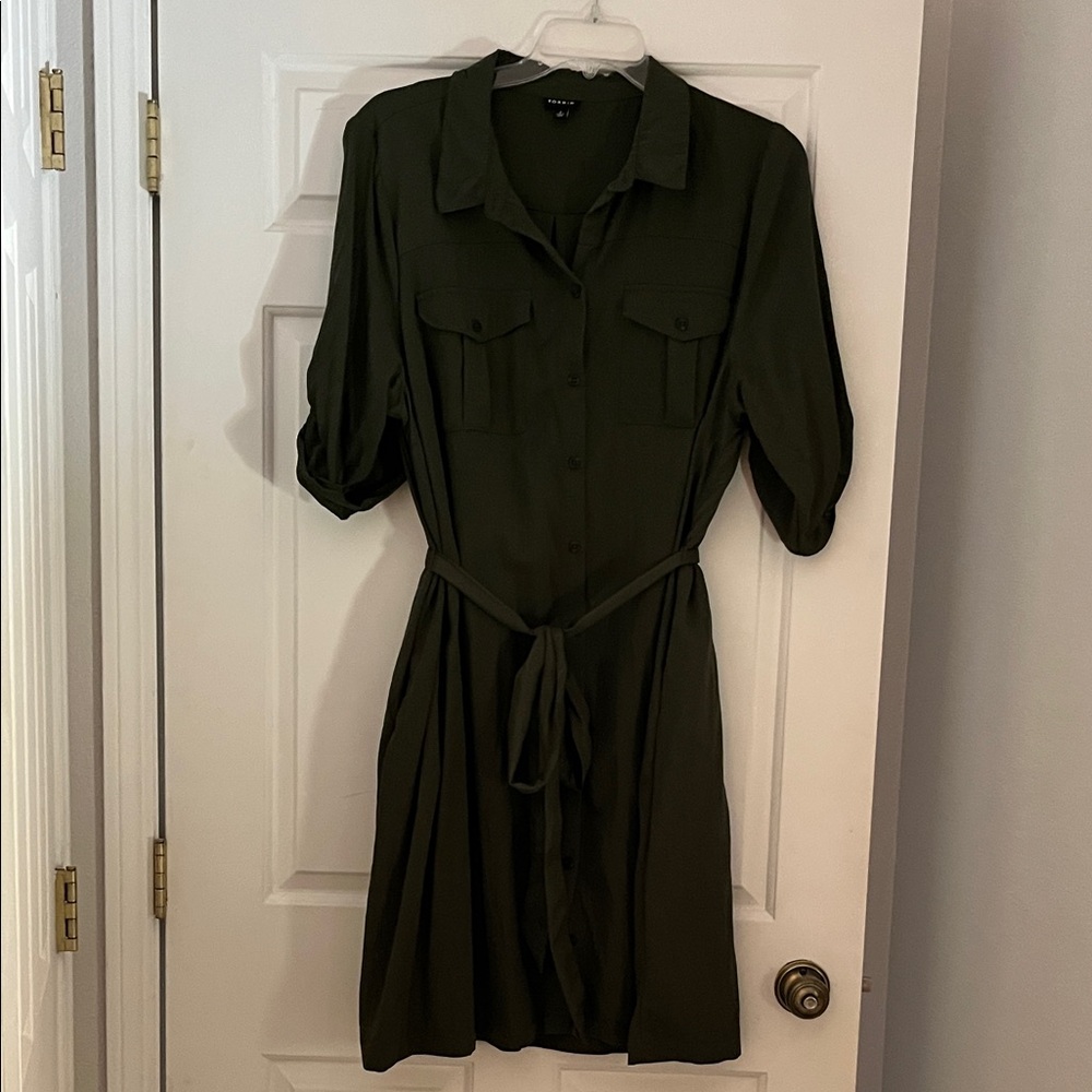 Torrid Olive Green Midi Shirt Dress Size 2
